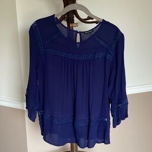 New Directions Navy Sheer Blouse